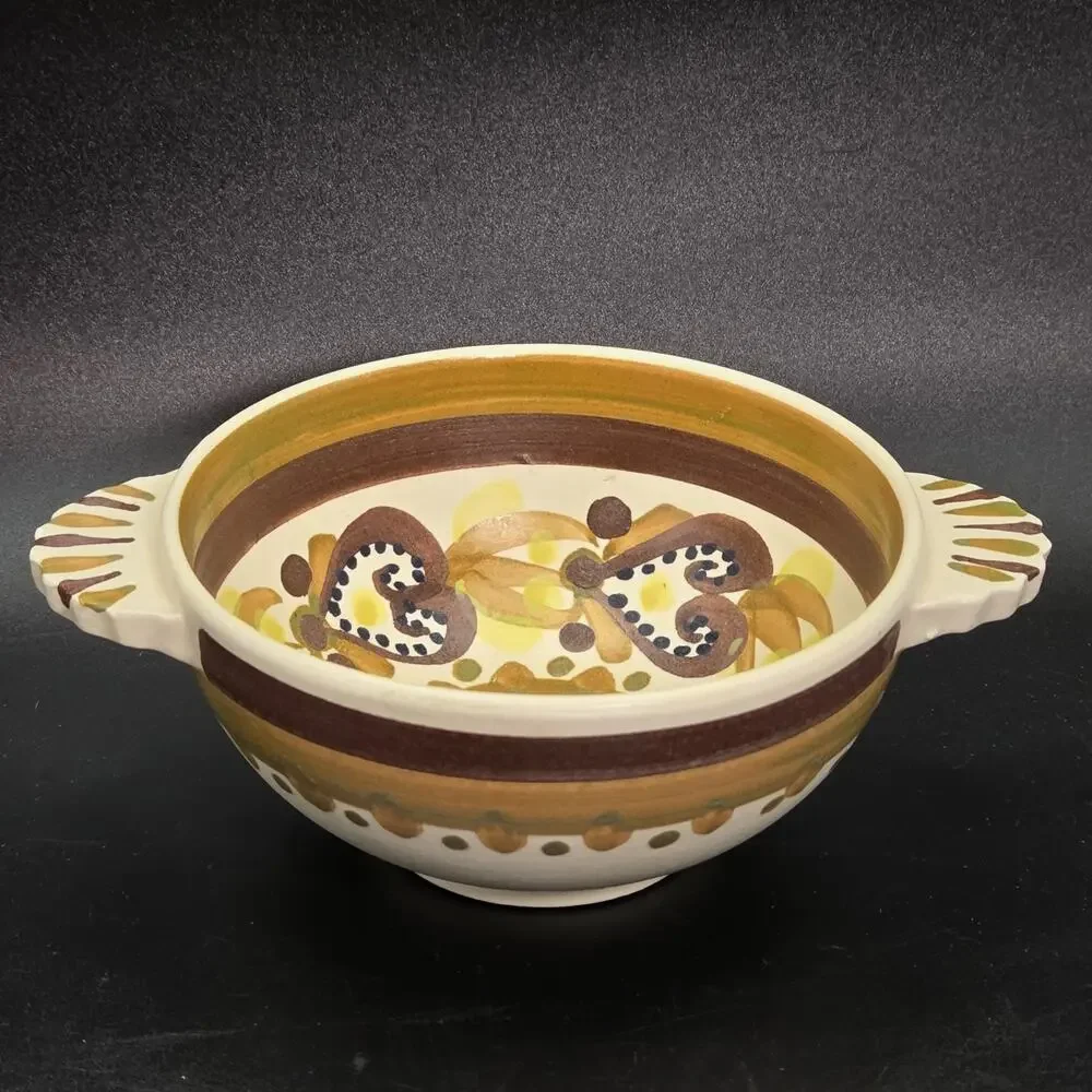 Quimper Pottery Bowl Vintage Collectible Brown Heart Handpainted France